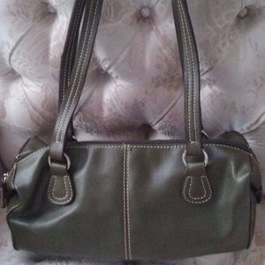 Olive Green Faux Leather Small Size Everyday Casual Tote Shoulder Bag Purse